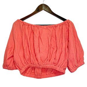 Elan Womens Sz M Top Elastic Sleeveless Strapless Off The Shoulder Boho Orange